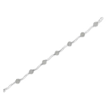 Load image into Gallery viewer, .925 Sterling Silver 1.0 Cttw Diamond Cluster Miracle-Set Station &amp; Twisted Bar 7" Tennis Bracelet (H-I Color, I1-I2 Clarity)
