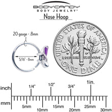 Load image into Gallery viewer, 20G 5/16 Clear Gem Chunky Butterfly Purple Nose Hoop
