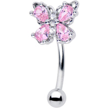 Load image into Gallery viewer, 16G 5/16 Pink Gem Baroque Beauty Butterfly Curved Eyebrow Ring
