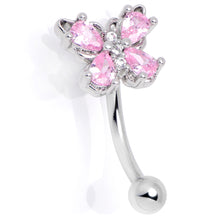 Load image into Gallery viewer, 16G 5/16 Pink Gem Baroque Beauty Butterfly Curved Eyebrow Ring
