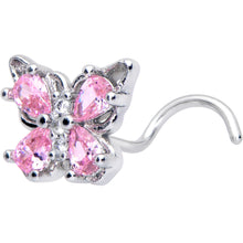 Load image into Gallery viewer, 20G 7mm Pink Gem Baroque Beauty Butterfly Left Side Nose Screw
