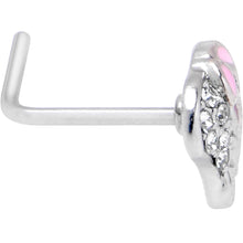 Load image into Gallery viewer, 20G 7mm Clear Gem Heavenly Heart Angel Wing Pink L Shape Nose Ring
