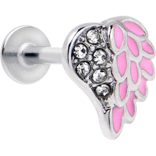 Load image into Gallery viewer, 16G 5/16 Clear Gem Heavenly Heart Angel Wing Pink Labret Tragus
