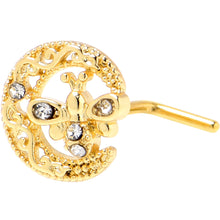 Load image into Gallery viewer, 20G 7mm Clear Gem Gold Tone Lunar Dragonfly L Shape Nose Ring
