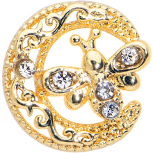 Load image into Gallery viewer, 20G 7mm Clear Gem Gold Tone Lunar Dragonfly L Shape Nose Ring
