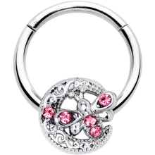 Load image into Gallery viewer, 16G 3/8 Pink Gem Lunar Dragonfly Hinged Segment Ring

