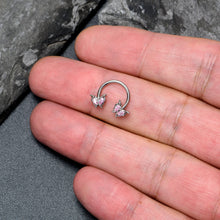 Load image into Gallery viewer, 16G 3/8 Pink Gem Fancy Fab Butterfly Horseshoe Circular Barbell
