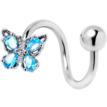 Load image into Gallery viewer, Blue Gem Baroque Beauty Butterfly Spiral Twister Belly Ring
