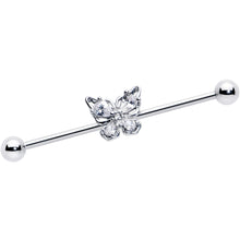 Load image into Gallery viewer, 14G Clear Gem Baroque Beauty Butterfly Industrial Barbell 38mm
