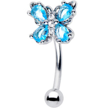 Load image into Gallery viewer, 16G 5/16 Blue Gem Baroque Beauty Butterfly Curved Eyebrow Ring
