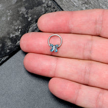 Load image into Gallery viewer, 16G 3/8 Blue Gem Baroque Beauty Butterfly Hinged Segment Ring

