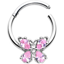 Load image into Gallery viewer, 16G 3/8 Pink Gem Baroque Beauty Butterfly Hinged Segment Ring
