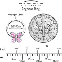 Load image into Gallery viewer, 16G 3/8 Pink Gem Baroque Beauty Butterfly Hinged Segment Ring
