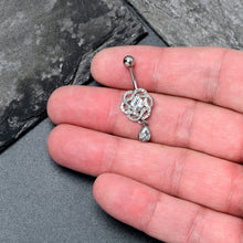 Load image into Gallery viewer, Clear Gem Celtic Knot Elegance Dangle Belly Ring
