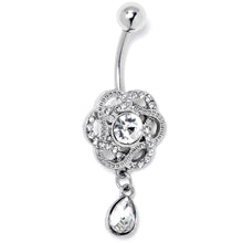 Load image into Gallery viewer, Clear Gem Celtic Knot Elegance Dangle Belly Ring
