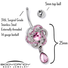 Load image into Gallery viewer, Pink Gem Celtic Knot Elegance Dangle Belly Ring

