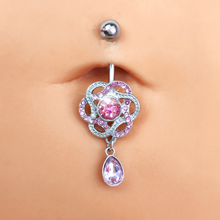 Load image into Gallery viewer, Pink Gem Celtic Knot Elegance Dangle Belly Ring
