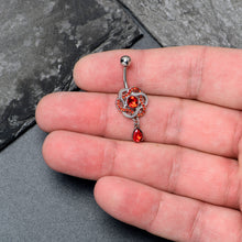 Load image into Gallery viewer, Red Gem Celtic Knot Elegance Dangle Belly Ring
