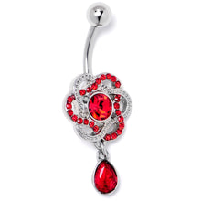 Load image into Gallery viewer, Red Gem Celtic Knot Elegance Dangle Belly Ring
