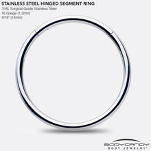 Load image into Gallery viewer, 16G 9/16 316L Surgical Steel Precision Hinged Segment Hoop
