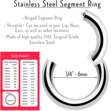 Load image into Gallery viewer, 14G 1/4 316L Surgical Steel Precision Hinged Segment Hoop
