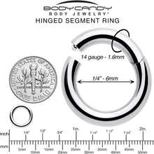 Load image into Gallery viewer, 14G 1/4 316L Surgical Steel Precision Hinged Segment Hoop
