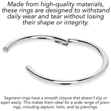 Load image into Gallery viewer, 14G 1/4 316L Surgical Steel Precision Hinged Segment Hoop
