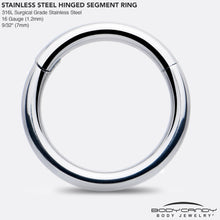 Load image into Gallery viewer, 16G 7mm 316L Surgical Steel Precision Hinged Segment Hoop
