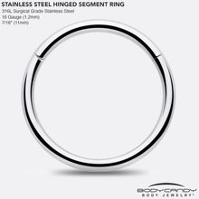 Load image into Gallery viewer, 16G 7/16 316L Surgical Steel Precision Hinged Segment Hoop
