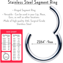Load image into Gallery viewer, 14G 9mm 316L Surgical Steel Precision Hinged Segment Hoop
