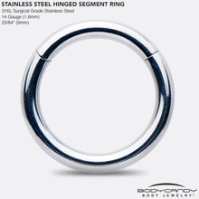 Load image into Gallery viewer, 14G 9mm 316L Surgical Steel Precision Hinged Segment Hoop

