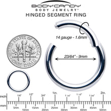Load image into Gallery viewer, 14G 9mm 316L Surgical Steel Precision Hinged Segment Hoop
