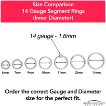 Load image into Gallery viewer, 14G 9mm 316L Surgical Steel Precision Hinged Segment Hoop
