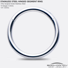 Load image into Gallery viewer, 14G 1/2 316L Surgical Steel Precision Hinged Segment Hoop
