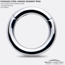 Load image into Gallery viewer, 12G 5/16 316L Surgical Steel Precision Hinged Segment Hoop

