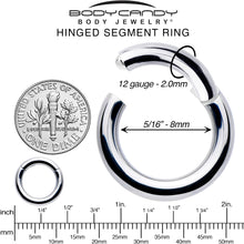 Load image into Gallery viewer, 12G 5/16 316L Surgical Steel Precision Hinged Segment Hoop

