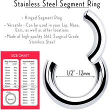 Load image into Gallery viewer, 6G 1/2 316L Surgical Steel Precision Hinged Segment Hoop
