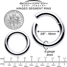 Load image into Gallery viewer, 6G 5/8 316L Surgical Steel Precision Hinged Segment Hoop
