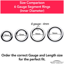 Load image into Gallery viewer, 6G 5/8 316L Surgical Steel Precision Hinged Segment Hoop
