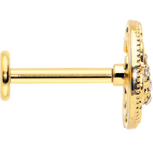 Load image into Gallery viewer, 16G 5/16 Clear Gem Gold Tone Interally Threaded Dragonfly Labret
