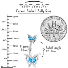 Load image into Gallery viewer, Blue Gem Fancy Fab Butterfly Double Mount Belly Ring
