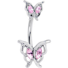 Load image into Gallery viewer, Pink Gem Fancy Fab Butterfly Double Mount Belly Ring
