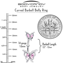 Load image into Gallery viewer, Pink Gem Fancy Fab Butterfly Double Mount Belly Ring
