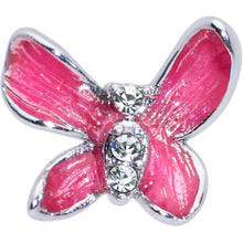 Load image into Gallery viewer, 20G 5/16 Clear Gem Chunky Butterfly Pink Nose Hoop
