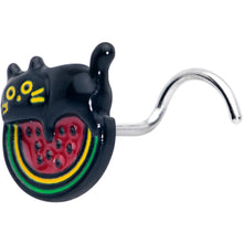 Load image into Gallery viewer, 20G 7mm Watermelon Cat Love Left Side Nose Screw
