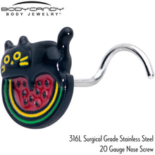Load image into Gallery viewer, 20G 7mm Watermelon Cat Love Left Side Nose Screw
