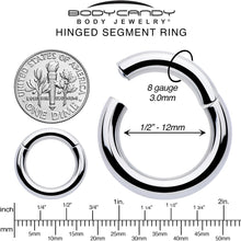 Load image into Gallery viewer, 8G 1/2 316L Surgical Steel Precision Hinged Segment Hoop
