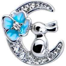 Load image into Gallery viewer, 20G 7mm Clear CZ Gem Rabbit On The Moon Blue Left Side Nose Screw
