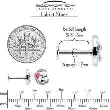 Load image into Gallery viewer, 16G 5/16 Clear CZ Gem Rabbit Moon Pink Internally Threaded Labret
