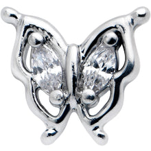 Load image into Gallery viewer, 20G 7mm Clear Gem Fancy Fab Butterfly L Shape Nose Ring
